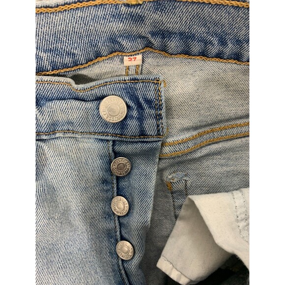 LEVI's W27 / 27 Hidden Button Fly Light Wash Denim Blue Jeans 5-Pocket Design - Picture 3 of 12